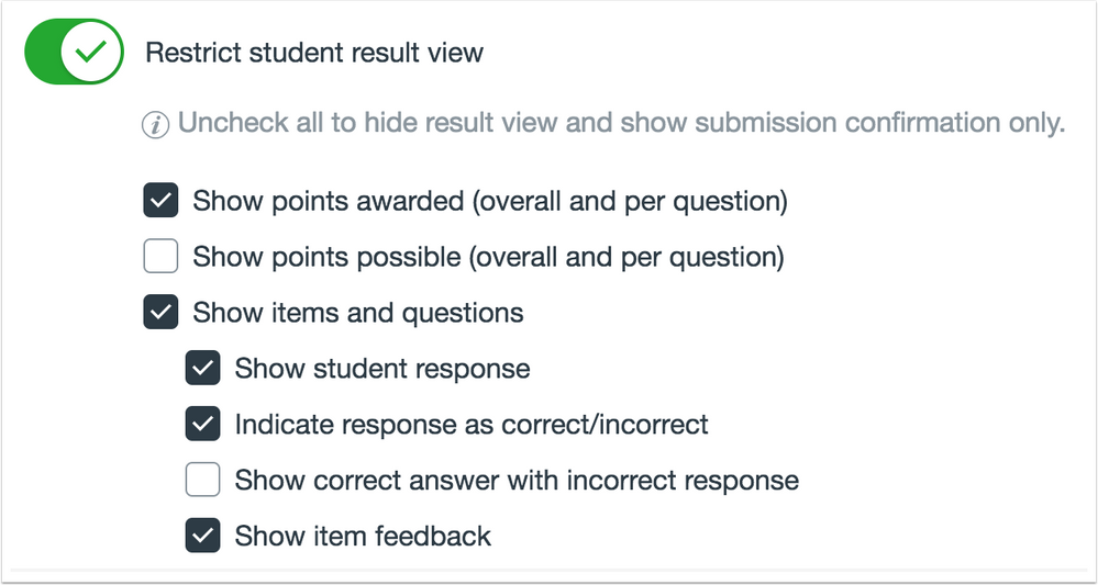 Quizzes.Next restrict student result view option