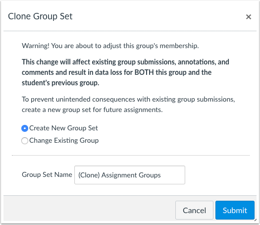 Change to clone group warning Change to clone group warning