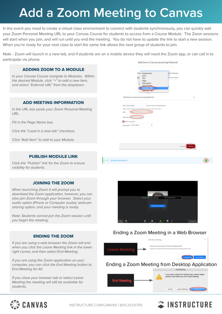 Add a Zoom Meeting in Modules