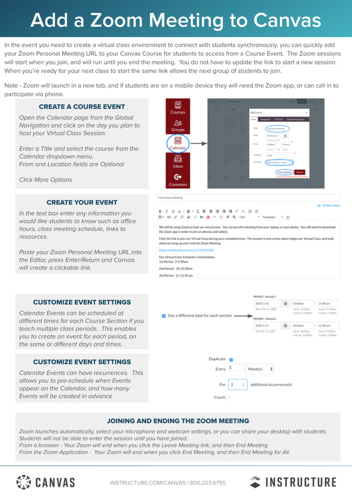 Add a Zoom Meeting in Calendar