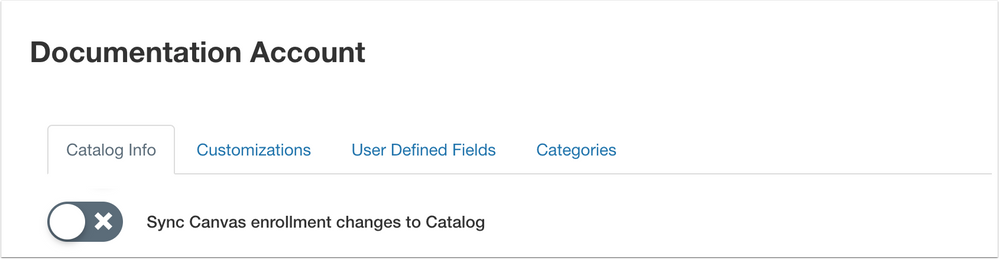 Catalog Info tab Sync Canvas Enrollment Changes to Catalog option