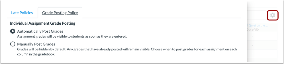 Course grade posting policy options are in the New Gradebook Settings menu Course grade posting policy options are in the New Gradebook Settings menu