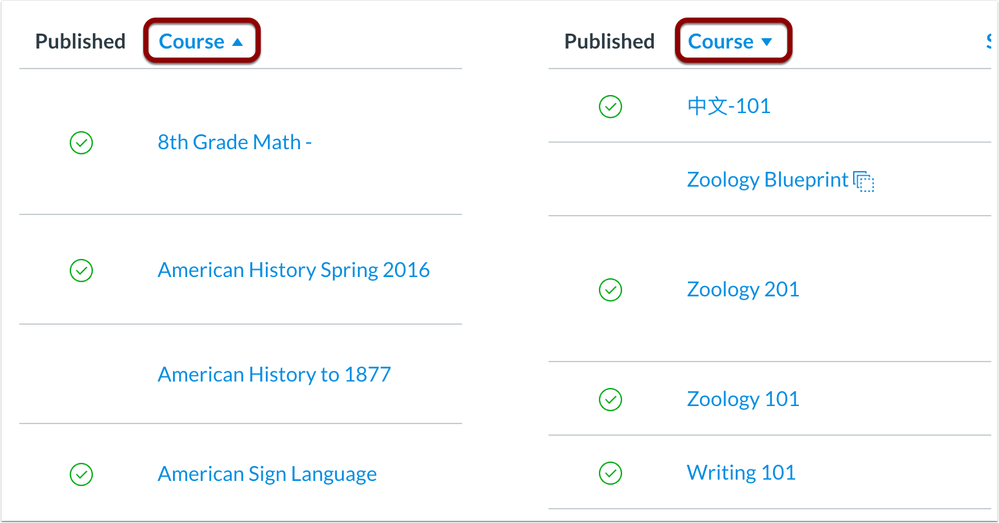 inverted sort arrows in column headings inverted sort arrows in column headings
