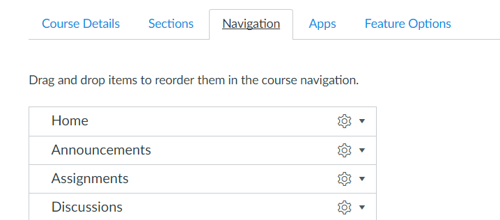 canvas navigation tab in settings