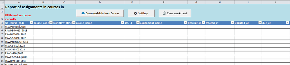 Download list of assignment details from course list