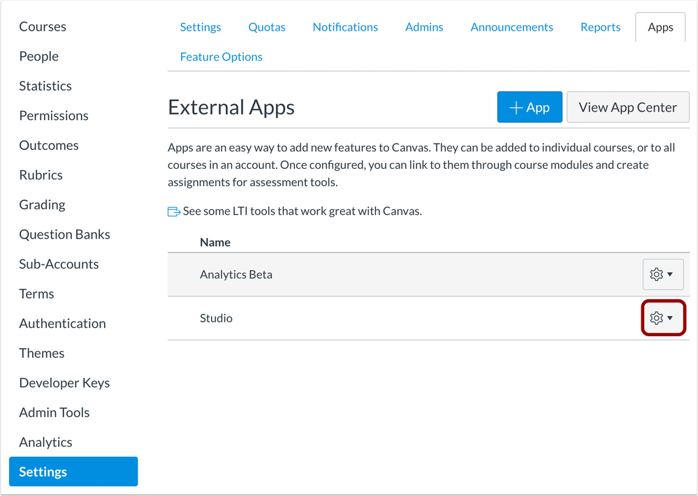 Account Settings Apps Tab Edit Studio Account Settings Apps Tab Edit Studio