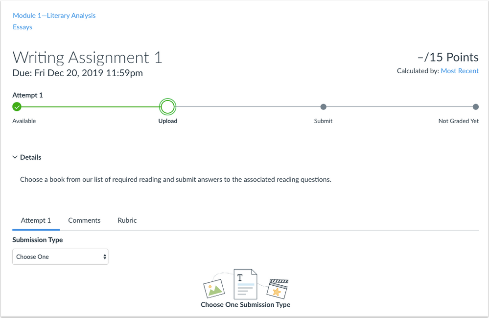 New Assignments interface for students