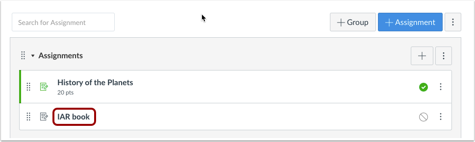 Imported Commons favorite in Assignments page Imported Commons favorite in Assignments page