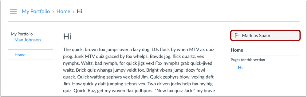 eportfolio mark as spam eportfolio mark as spam