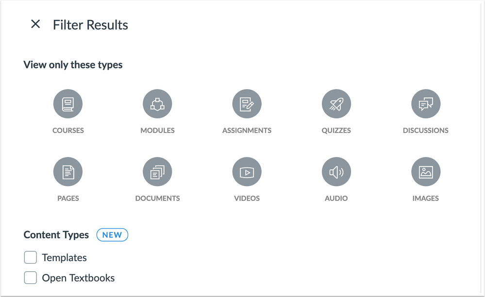 Commons Filter Menu with New Options