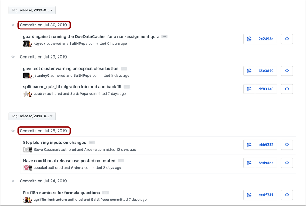 Comparison of tags Comparison of tags