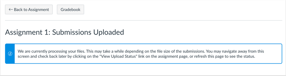 Assignment uploads status page