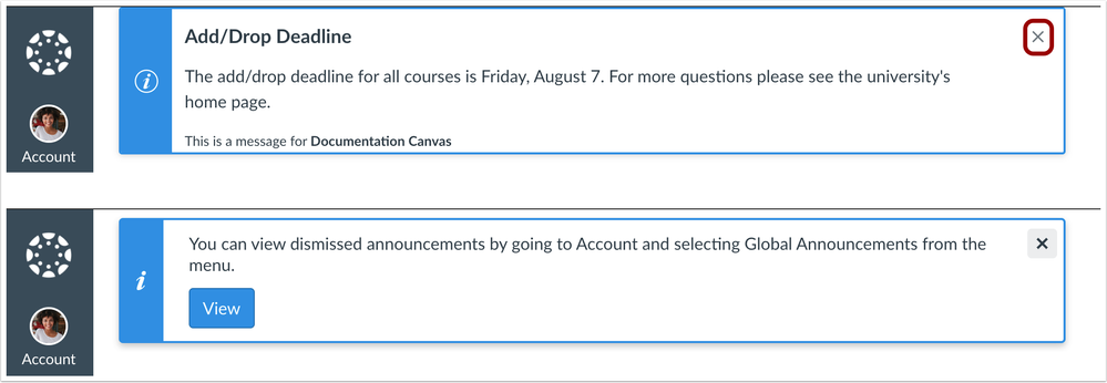 Dashboard notifications removal and notification about dismissed announcements Dashboard notifications removal and notification about dismissed announcements
