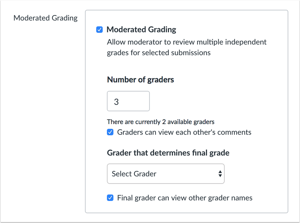Moderated grading assignment option