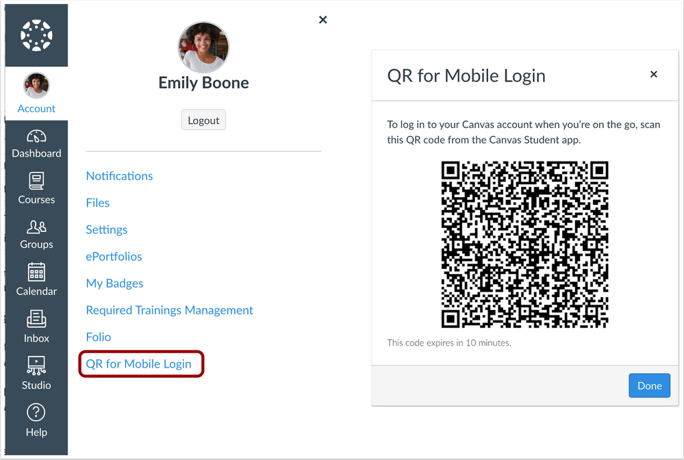 QR for Mobile Login Link in User Navigation Menu QR for Mobile Login Link in User Navigation Menu