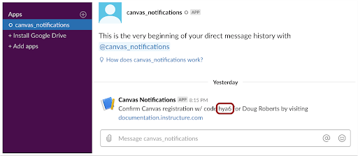Slack notification with verification registration code Slack notification with verification registration code