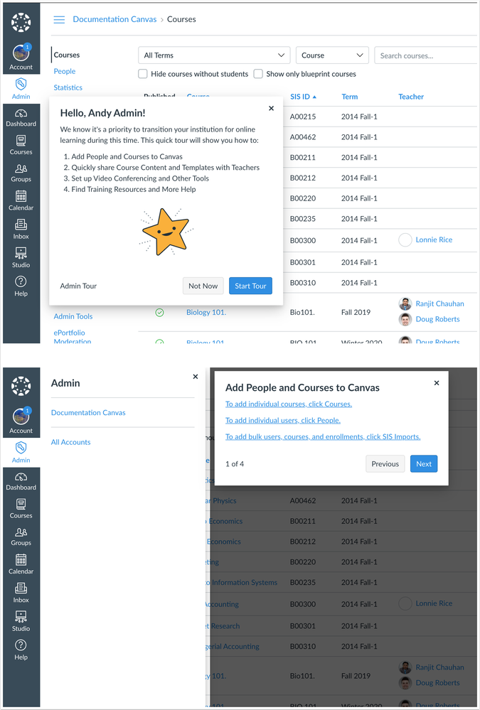Welcome tour for admins Welcome tour for admins