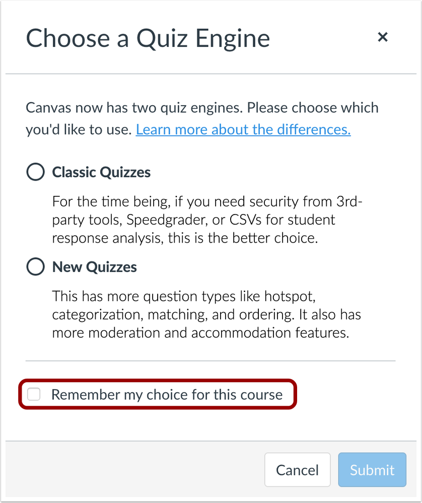 Quiz Engine save preference checkbox Quiz Engine save preference checkbox