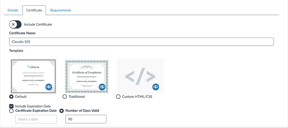 Certificate tab design update Certificate tab design update