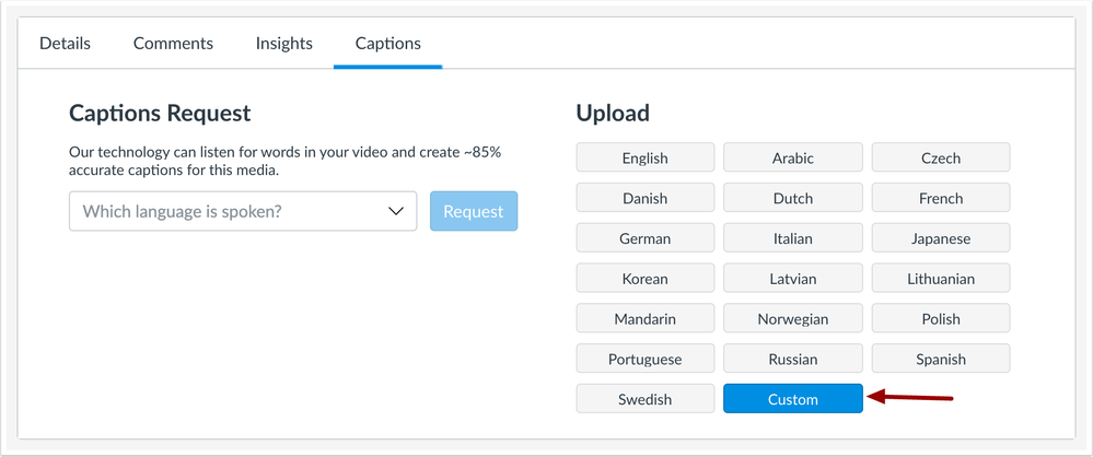 Custom Caption Upload Custom Caption Upload