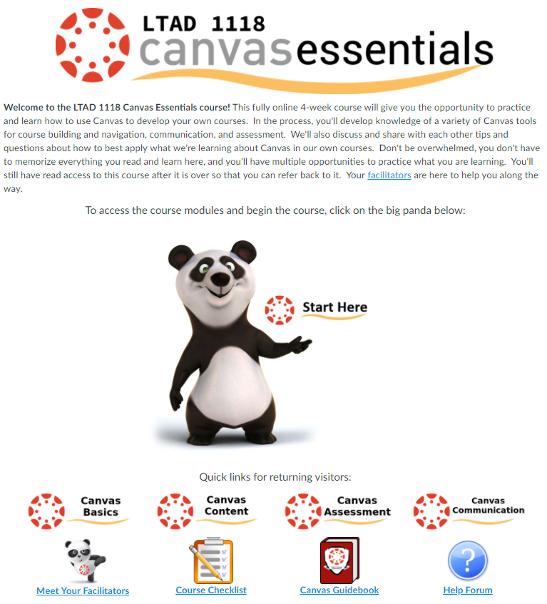 Canvas Essentials homepage