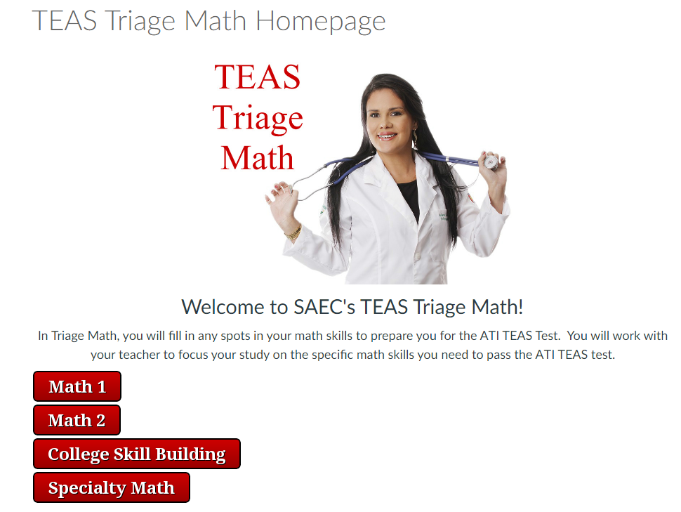 TEAS math home page