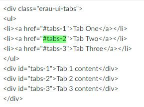 Sample Tab code with the anchor point of the tab highlighted. 
