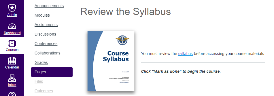 Review the Syllabus - Mark as Done