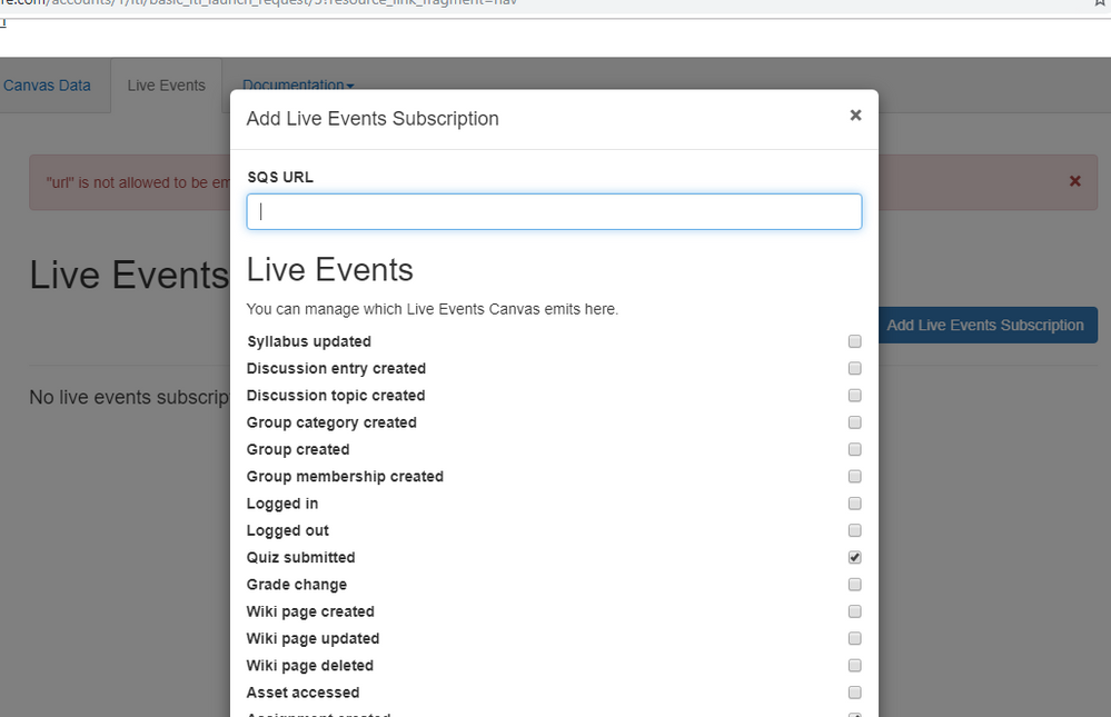 Subscribing to Live Events