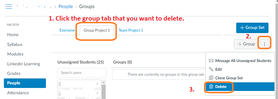 Steps to delete a Group Set.