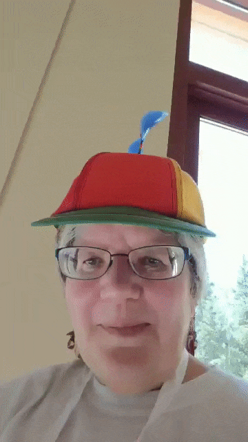 Laura in the drone hat Laura in the drone hat