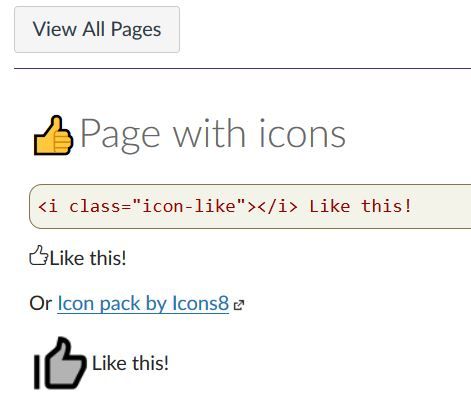 Like icon in page title and like icon on the page text.