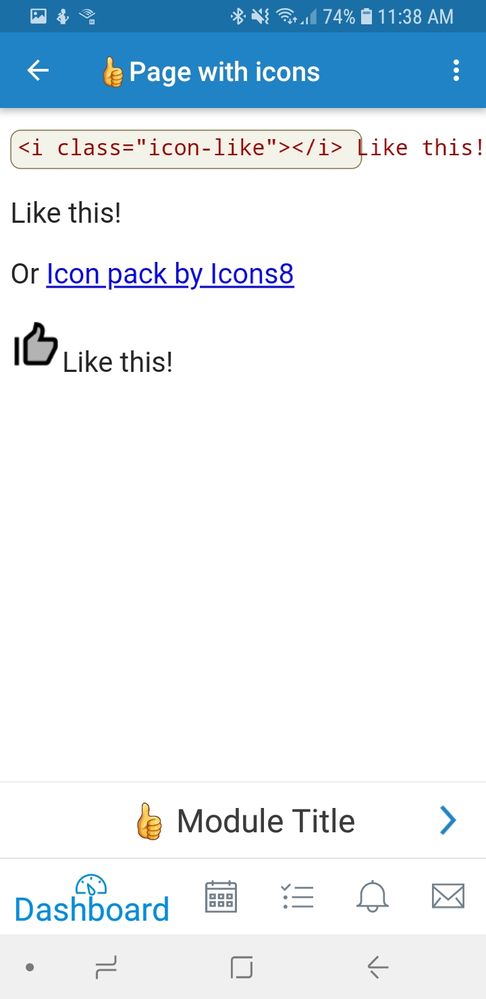 mobile view icon on the page.