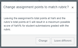 change point value in rubric pop up