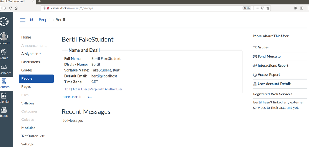 The people page for a student within a course. The people page for a student within a course.