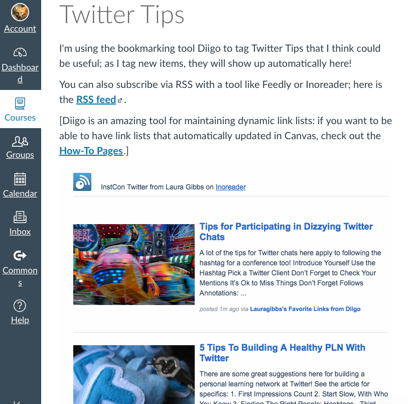 screenshot of Twitter Tips