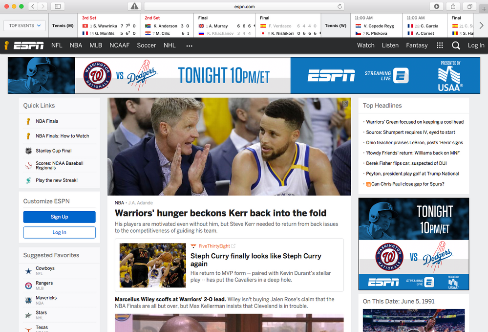ESPN Desktop site