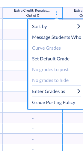 Gradebook Menu