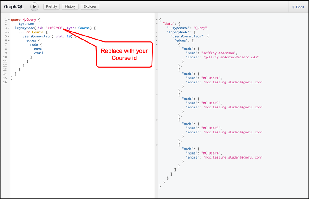 Image of GraphiQL results Image of GraphiQL results
