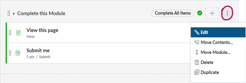 Edit the module to add requirements on items Edit the module to add requirements on items