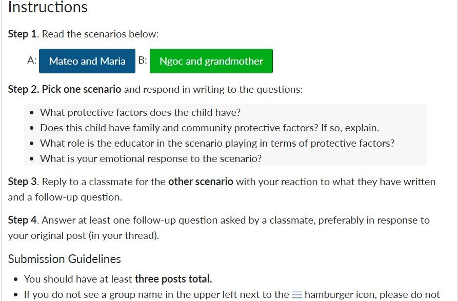 Discussion prompt with multiple topics