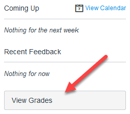 View of grades from student dashboard