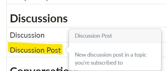 Discussion posts notifications