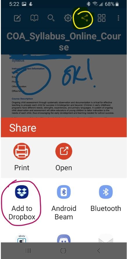Share annotation from mobile app