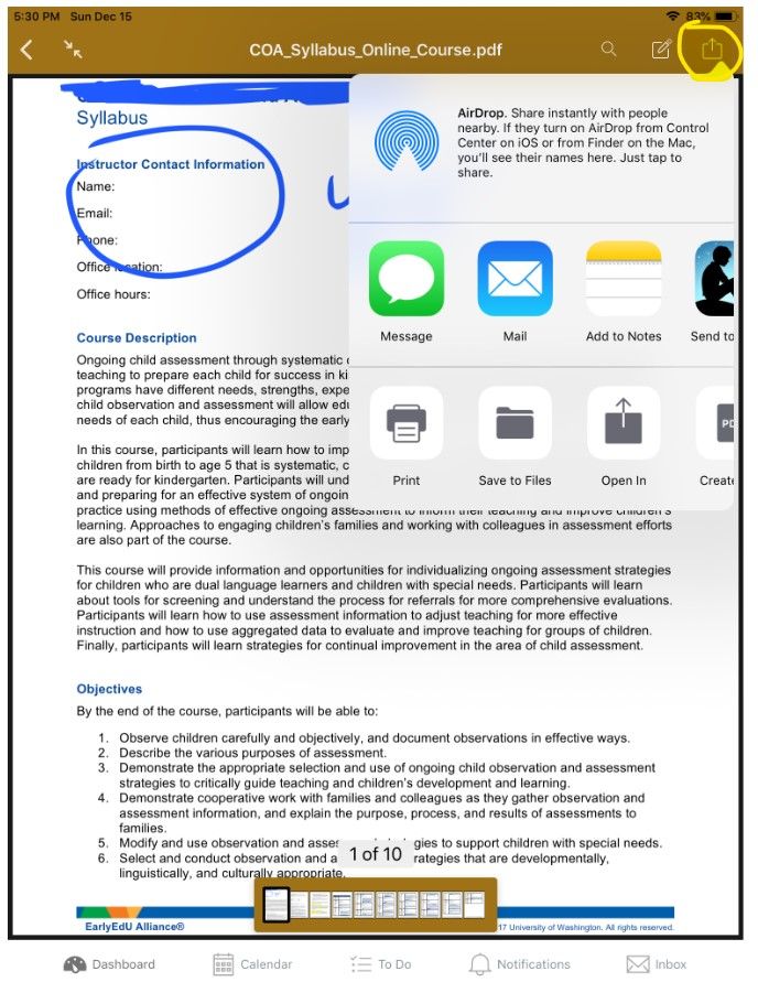 Share annotation from mobile app in iOS
