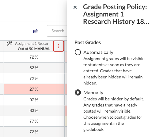 Manual or Automatic grading policy Manual or Automatic grading policy