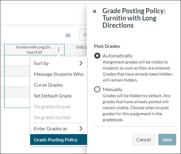 Turnitin and Grade Post Policies