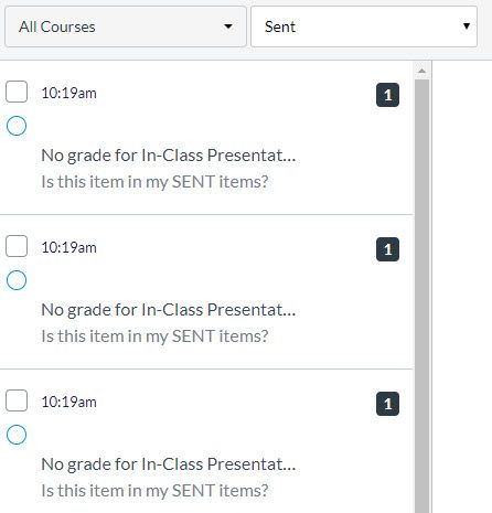 Sample SENT items Sample SENT items