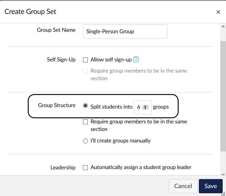 Single student per group