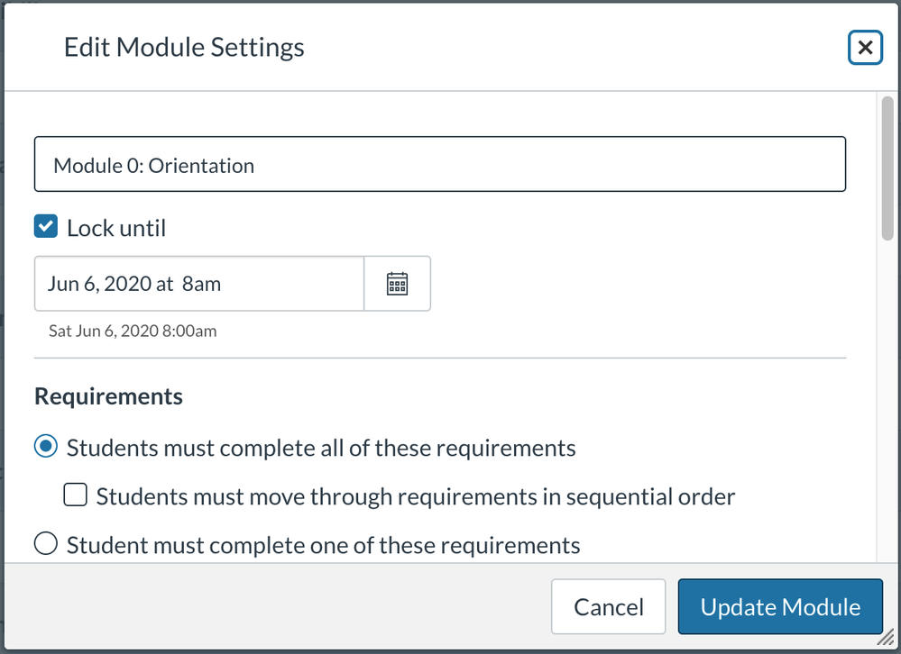 Module requirements list, not expanded Module requirements list, not expanded